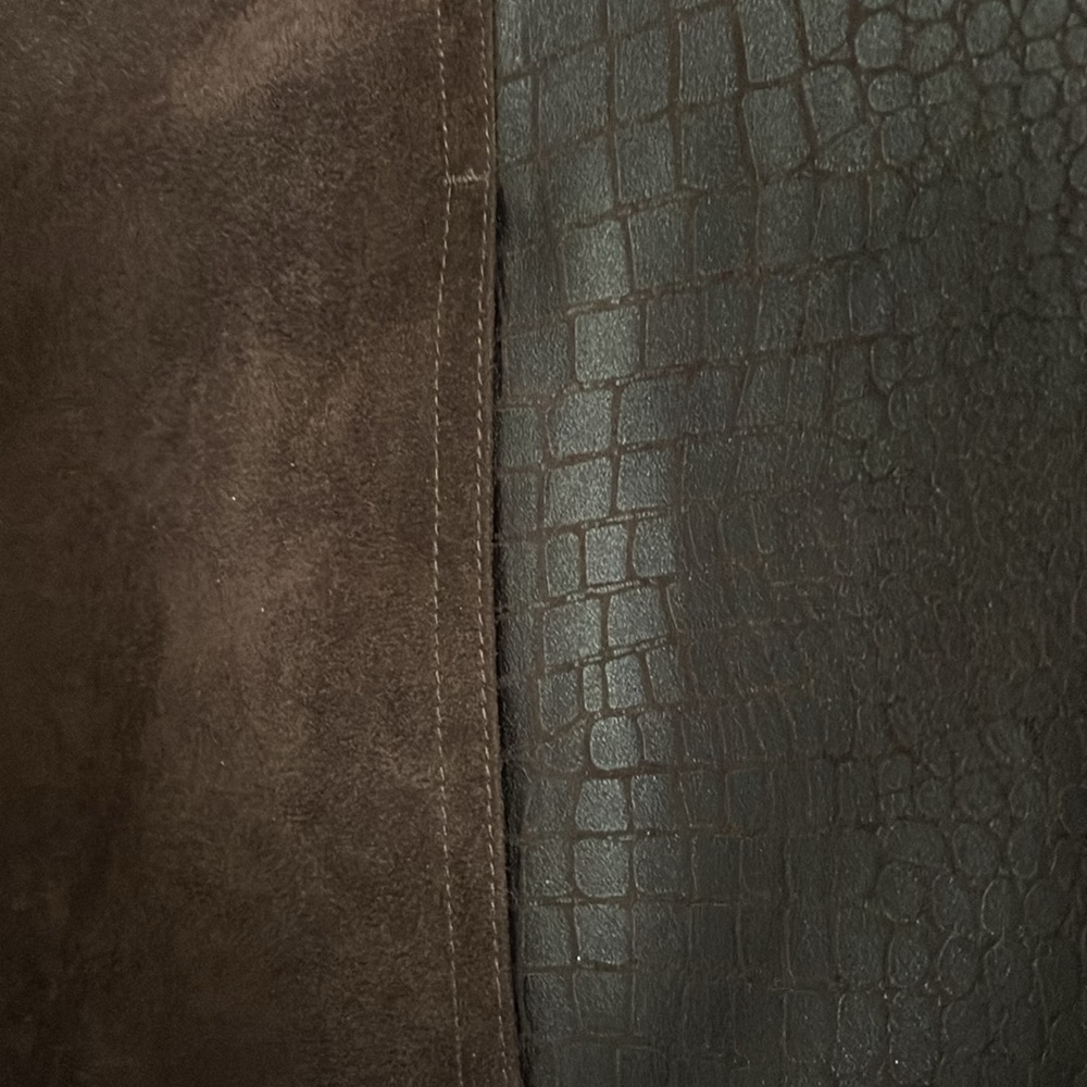 Faux Suede Light Jacket, Chocolate Brown zippered, Studio Works size 14 - Picture 14 of 17